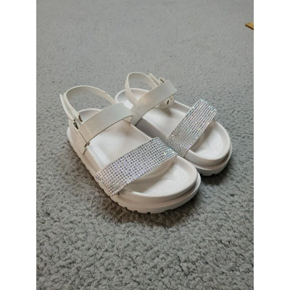 bebe Girls' Sandals - Cute and Sparkly White Girls' Summer Size 10